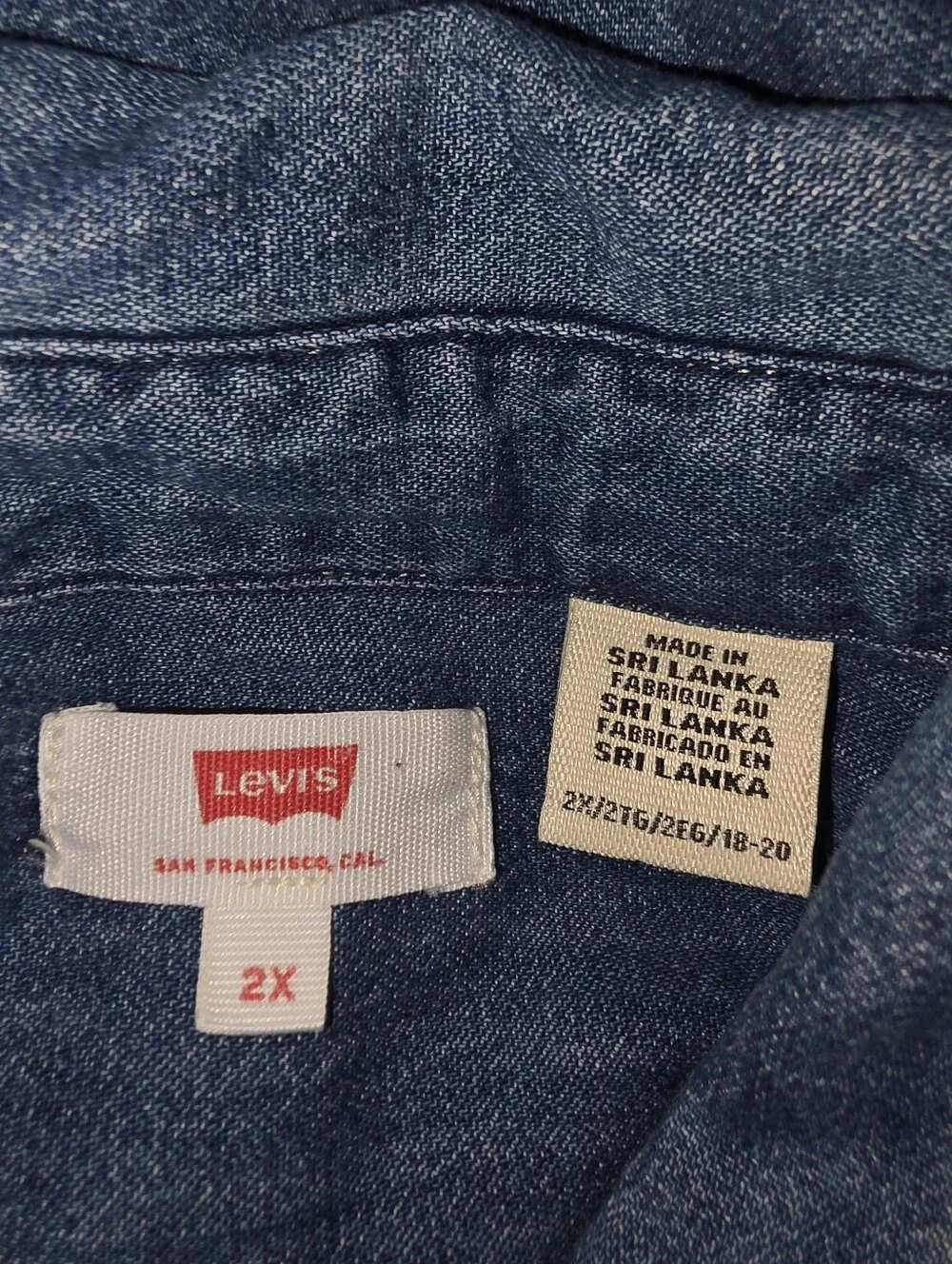 Levi's Shirt Ultimate Denim Button Up Longsleeve 100% Cotton Blue Plus Size 2X - Picture 14 of 16